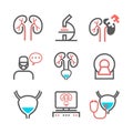 Kidney signs. Urology department. Line icons set. Vector symbols for web graphic.