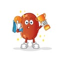 Kidney winner with trophie. cartoon character Royalty Free Stock Photo