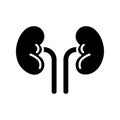 Kidneys icon design in black silhouette style, kidney internal organ vector illustration