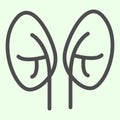 Kidneys line icon. Pair of human kidney organ outline style pictogram on white background. Anatomy and organs signs for