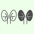 Kidneys line and solid icon. Pair of human kidney organ outline style pictogram on white background. Anatomy and organs