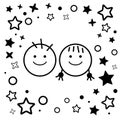 Good friends girls and boys nursery kindergarten vector illustration background image