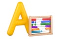 Kids ABC, Letter A with abacus. 3D rendering