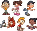 Cartoon kids performing different actions Royalty Free Stock Photo