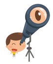 Kids activity. Kid with binocular. Royalty Free Stock Photo