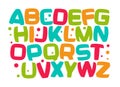 Kids alphabet, colorful cartoon font, kid letters set, play room funny design element, kids zone vector illustration.