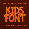Kids alphabet font. Uppercase hand drawn letters and numbers.