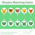 Kids animal learning game, find the correct shadow Royalty Free Stock Photo