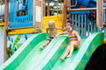 Kids at aqua park. Child in swimming pool Royalty Free Stock Photo