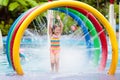 Kids at aqua park. Child in swimming pool Royalty Free Stock Photo