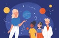 Kids in astronomy class vector concept Royalty Free Stock Photo