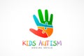 Kids Autism Hand logo. Vector Illustration