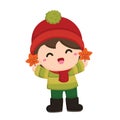 Kids Autumn Seasons Illustration Vector Clipart