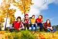 Kids and autumn in the town Royalty Free Stock Photo