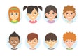 Kids Avatar Collection. Vector Illustration Of Different Nationalities Children`s Portraits, Arranged In Circle Shape. Royalty Free Stock Photo