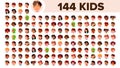 Kids Avatar Set Vector. Multi Racial. Face Emotions. Multinational User People Portrait. Male, Female. Ethnic. Icon