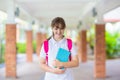 Kids back to school. Happy student with backpack Royalty Free Stock Photo