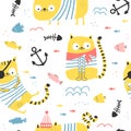 Kids background with cats pirates Royalty Free Stock Photo