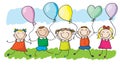 Kids with balloons