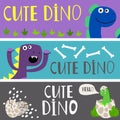 Kids banners template with cute cartoon dinos vector set Royalty Free Stock Photo