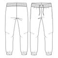 Kids Basic Fleece Sweat Pant fashion flat sketch template. Technical Fashion Illustration. Jogger CAD. Side Pockets Royalty Free Stock Photo