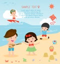 Kids on the beach , children playing on the beach,childrens summer activities Royalty Free Stock Photo