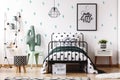 Kids bedroom with cute wallpaper Royalty Free Stock Photo