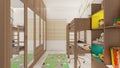 Kids bedroom perspective 3d rendering