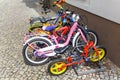 bicycles parked at parking spot in the city