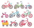 Kids bicycles vector set. Childrens bikes collection Royalty Free Stock Photo