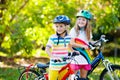 Kids on bike. Children on bicycle. Child biking Royalty Free Stock Photo