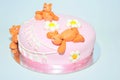 Kids birthday cake with fondant teddy bears Royalty Free Stock Photo