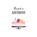 Kids birthday greeting card with cake Royalty Free Stock Photo