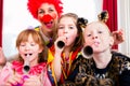 Kids birthday party with clown and lot of noise Royalty Free Stock Photo