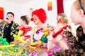 Kids birthday party with clown and lot of noise Royalty Free Stock Photo