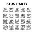 Kids Birthday Party Collection Icons Set Vector Royalty Free Stock Photo