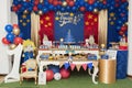 Little prince theme party. Decorated table for child birthday celebration