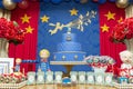 Little prince theme party. Decorated table for child birthday celebration