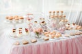 Kids birthday party decoration and cake. Decorated table Royalty Free Stock Photo