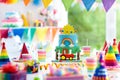 Boy birthday. Cake for little child. Kids party. Royalty Free Stock Photo