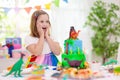 Kids birthday party. Dinosaur theme cake Royalty Free Stock Photo