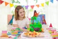 Kids birthday party. Dinosaur theme cake Royalty Free Stock Photo