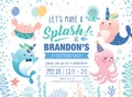 Kids Under The Sea Birthday Party Invitation Card