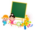 Kids and blackboard