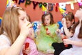 Kids blowing bubbles Royalty Free Stock Photo