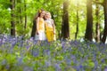 Kids in bluebell woods. Children play in park Royalty Free Stock Photo