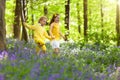 Kids in bluebell woods. Children play in park Royalty Free Stock Photo