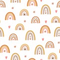 Kids boho rainbow pattern with modern pastel rainbows. Baby boho background Bohemian seamles pattern