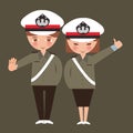 Kids boy and girl wearing police cop uniform children dreaming their profession occupation Royalty Free Stock Photo