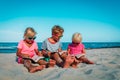 Kids -boy and girls- reading books at beach vacation Royalty Free Stock Photo